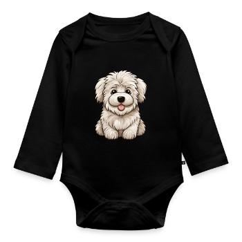 Maremmano Abruzzese Dog Kawaii Maremma - Organic Longsleeve Baby Bodysuit - black - Front