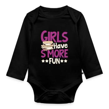 Camping Women Marshmallow Camper Girls Have Smore - Organic Longsleeve Baby Bodysuit - black - Front
