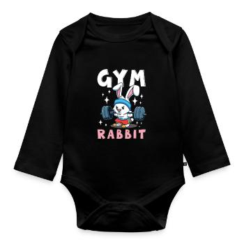 Musculation Powerlifting Haltérophilie Fitness - Body Bébé bio manches longues - noir - Devant