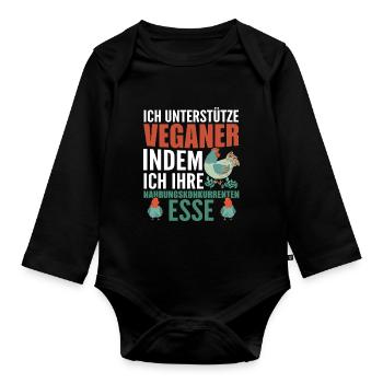 Veganer Vegetarierer Essen - Baby Bio-Langarm-Body - Schwarz - Vorne
