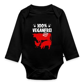 Veganfrei Fleisch Vegan - Baby Bio-Langarm-Body - Schwarz - Vorne