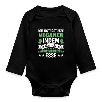 Veganer Anti Veganer lustige Geschenkidee - Baby Bio-Langarm-Body - Schwarz - Vorne