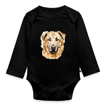 Kangal Hundehunderasse Gesicht Hund Polygon - Baby Bio-Langarm-Body - Schwarz - Vorne