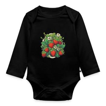 Strawberries Fruit Berry Festival Fruitarian Farm - Organic Longsleeve Baby Bodysuit - black - Front