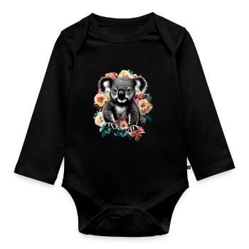 Koala - Organic Longsleeve Baby Bodysuit - black - Front