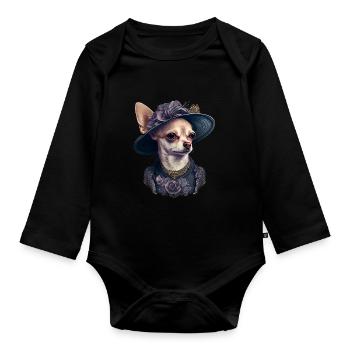 Chihuahua - Dame Anglaise Robe Chien - Body Bébé bio manches longues - noir - Devant