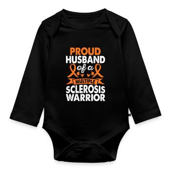Husband of Multiple Sclerosis Warrior Awareness - Organic Longsleeve Baby Bodysuit - black - Front