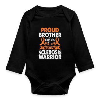 Brother of Multiple Sclerosis Warrior Awareness - Organic Longsleeve Baby Bodysuit - black - Front