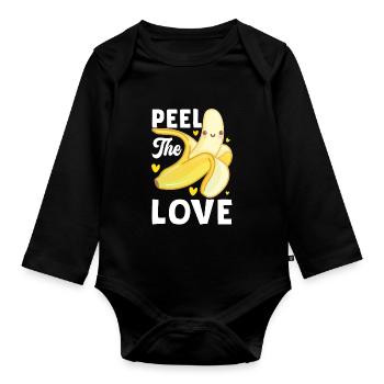 Peel The Love Banana Fruit - Organic Longsleeve Baby Bodysuit - black - Front