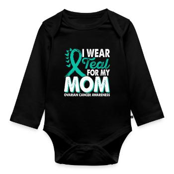 Apply teal for the month to the - Organic Longsleeve Baby Bodysuit - black - Front