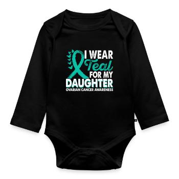 Wear teal for Month of Consciousness - Organic Longsleeve Baby Bodysuit - black - Front