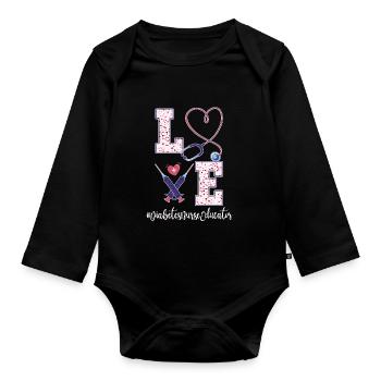 Infirmière en diabète Saint-Valentin - Body Bébé bio manches longues - noir - Devant