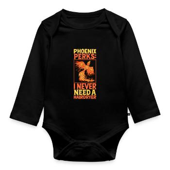 Phoenix Bird Mythical Creatures - Organic Longsleeve Baby Bodysuit - black - Front