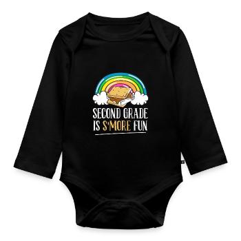 Camping Enfants Rainbow Marshmallow Second Grade S S - Body Bébé bio manches longues - noir - Devant