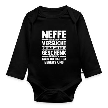Neffe - Baby Bio-Langarm-Body - Schwarz - Vorne