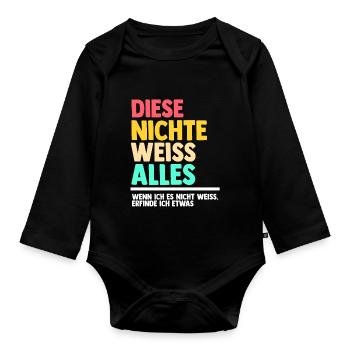 Nichte - Baby Bio-Langarm-Body - Schwarz - Vorne