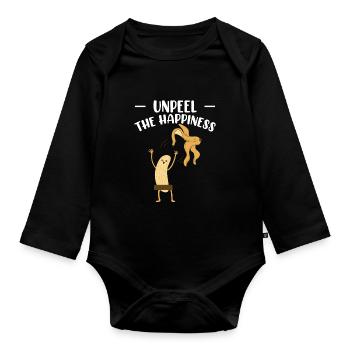 Décollez la banane Happiness - Body Bébé bio manches longues - noir - Devant
