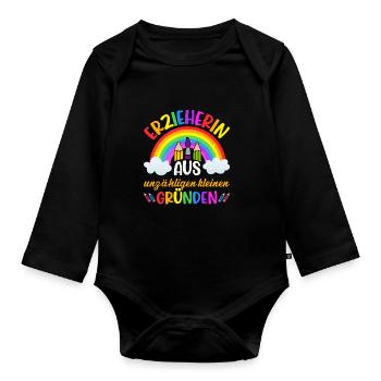 Erzieherin Abschiedsgeschenkidee Kita - Baby Bio-Langarm-Body - Schwarz - Vorne