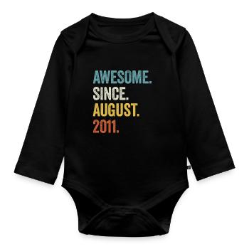 12. Geburtstag 12 Jahre Awesome Since August 2011 - Baby Bio-Langarm-Body - Schwarz - Vorne