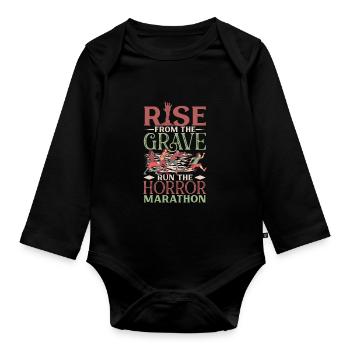 Horror Zombie Runner Half Marathon Running Jogging - Organic Longsleeve Baby Bodysuit - black - Front