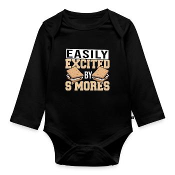 Camping Easily Excited By Smores Camper Marshmallo - Baby Bio-Langarm-Body - Schwarz - Vorne