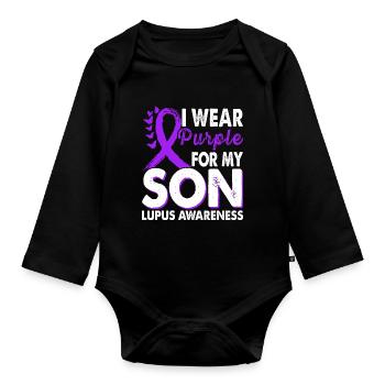 Wear purple to support the - Organic Longsleeve Baby Bodysuit - black - Front