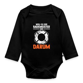 Rettungsschwimmer Bademeister - Baby Bio-Langarm-Body - Schwarz - Vorne
