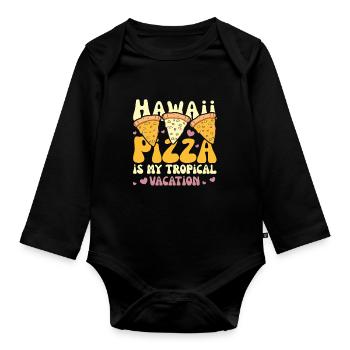 Hawaii Pizza est ma pizza mignonne de vacances tropicales - Body Bébé bio manches longues - noir - Devant