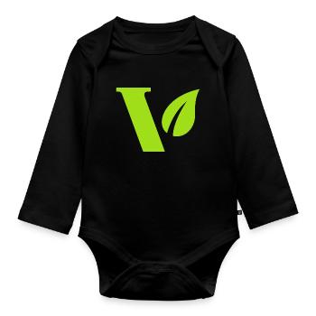 Vegan V Design for proud vegans - Organic Longsleeve Baby Bodysuit - black - Front