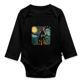 Black and Tan Coonhound Van gogh nuit étoilée - Body Bébé bio manches longues - noir - Devant