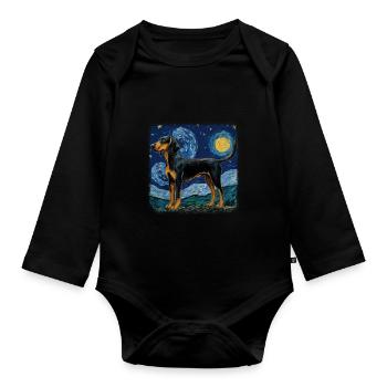 Black and Tan Coonhound Van gogh nuit étoilée - Body Bébé bio manches longues - noir - Devant