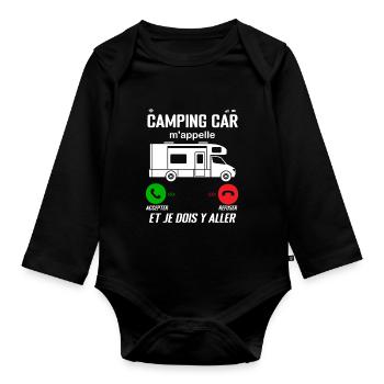 Camping-Car M'Appelle ! Je Dois Y Aller - Body Bébé bio manches longues - noir - Devant