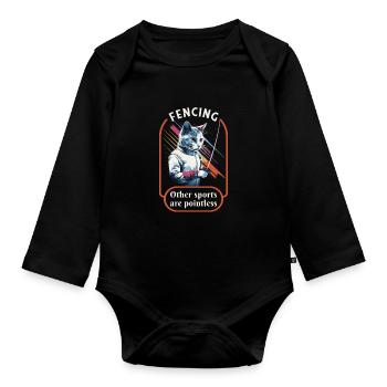 Katzen Fechter gamer lustiges Fechten Sport Katzen - Baby Bio-Langarm-Body - Schwarz - Vorne