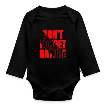 Dont forget nature red - Organic Longsleeve Baby Bodysuit - black - Front