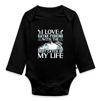 Fishing Kayak Paddling - Organic Longsleeve Baby Bodysuit - black - Front