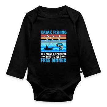 Fishing Kayak Paddling - Organic Longsleeve Baby Bodysuit - black - Front