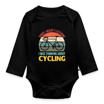 Sorry I wasn't listening I was thinking cycling - Organic Longsleeve Baby Bodysuit - black - Front