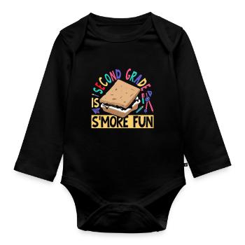 Marshmallow Camping Kids Campfire Second Grade est - Body Bébé bio manches longues - noir - Devant