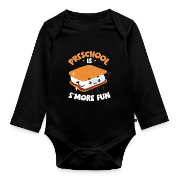 Cute Preschool Is Smore Fun Campfire Kids Camping - Organic Longsleeve Baby Bodysuit - black - Front