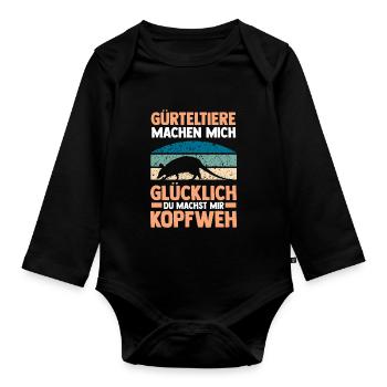Gürteltier - Baby Bio-Langarm-Body - Schwarz - Vorne