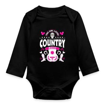 Cette fille aime la musique country - Body Bébé bio manches longues - noir - Devant
