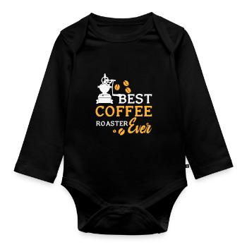 Coffee Roasting Gift - Organic Longsleeve Baby Bodysuit - black - Front