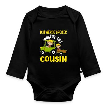 Ich Werde Großer Cousin Bauer bald großer Cousin - Baby Bio-Langarm-Body - Schwarz - Vorne