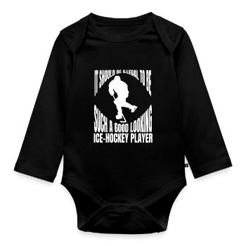 Eishockeyspieler Hockeyfan Eishockeyteam Eishockey - Baby Bio-Langarm-Body - Schwarz - Vorne