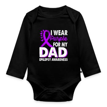 Wear purple for the - Organic Longsleeve Baby Bodysuit - black - Front