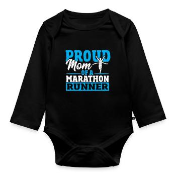 Stolze Mutter eines Marathonläufers - Baby Bio-Langarm-Body - Schwarz - Vorne