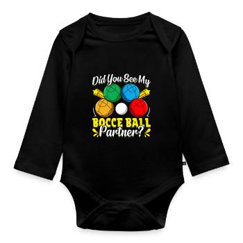 Funny Bocce Game - Organic Longsleeve Baby Bodysuit - black - Front