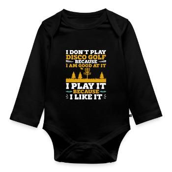 Disc Golfer hit Trees and Curse - Organic Longsleeve Baby Bodysuit - black - Front