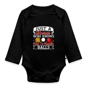 Funny Bocce Game - Organic Longsleeve Baby Bodysuit - black - Front