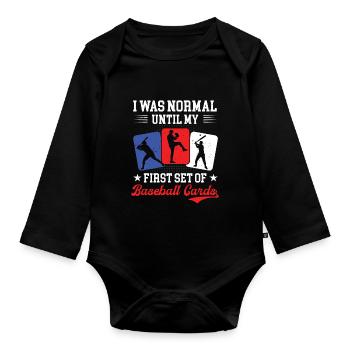 Trader Funny Normal Until My First Set Of Baseball - Organic Longsleeve Baby Bodysuit - black - Front